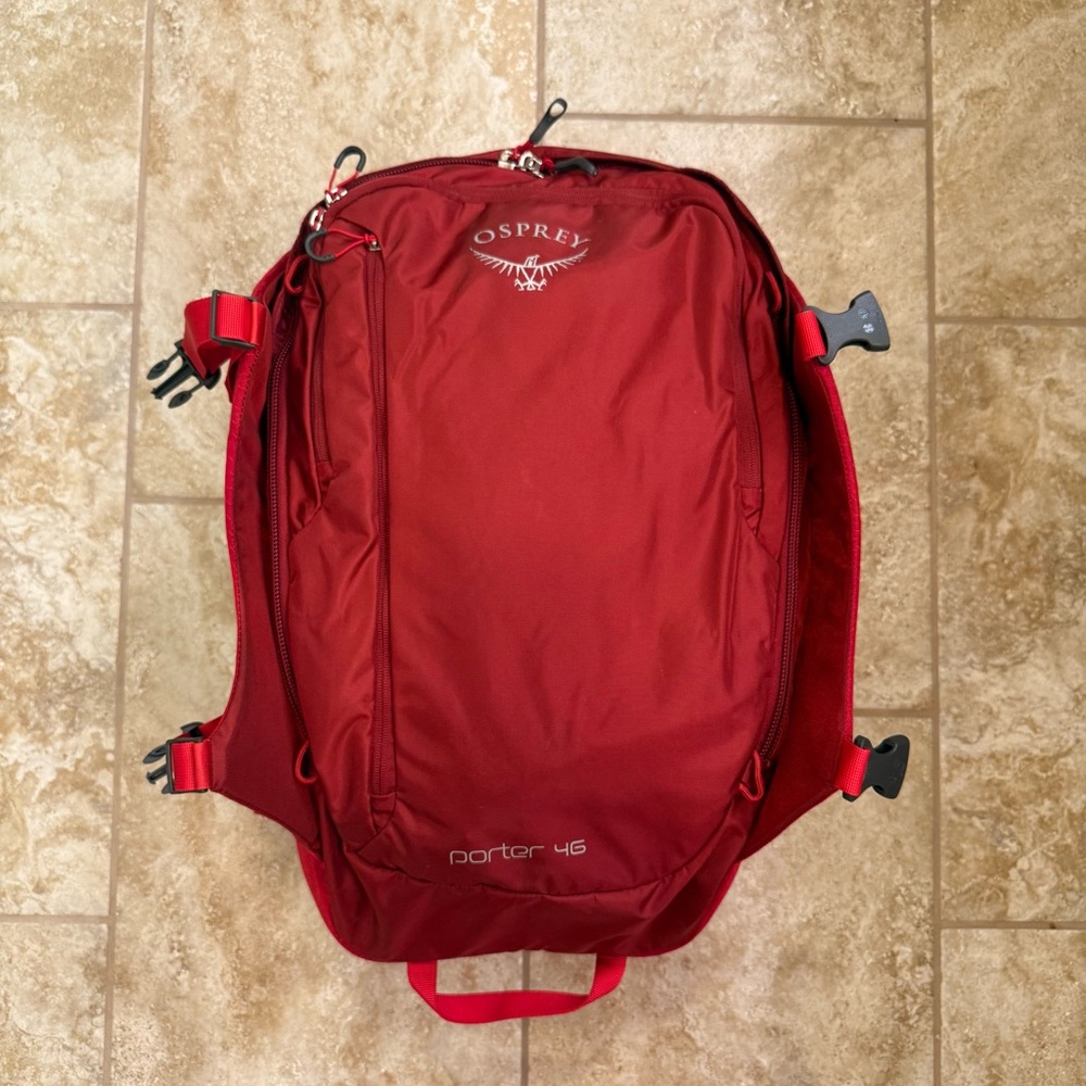 Set of OSPREY Porter 46 Travel Backpack (Diablo Red) & Bago 60L Foldable Duffle - Picture 6 of 15